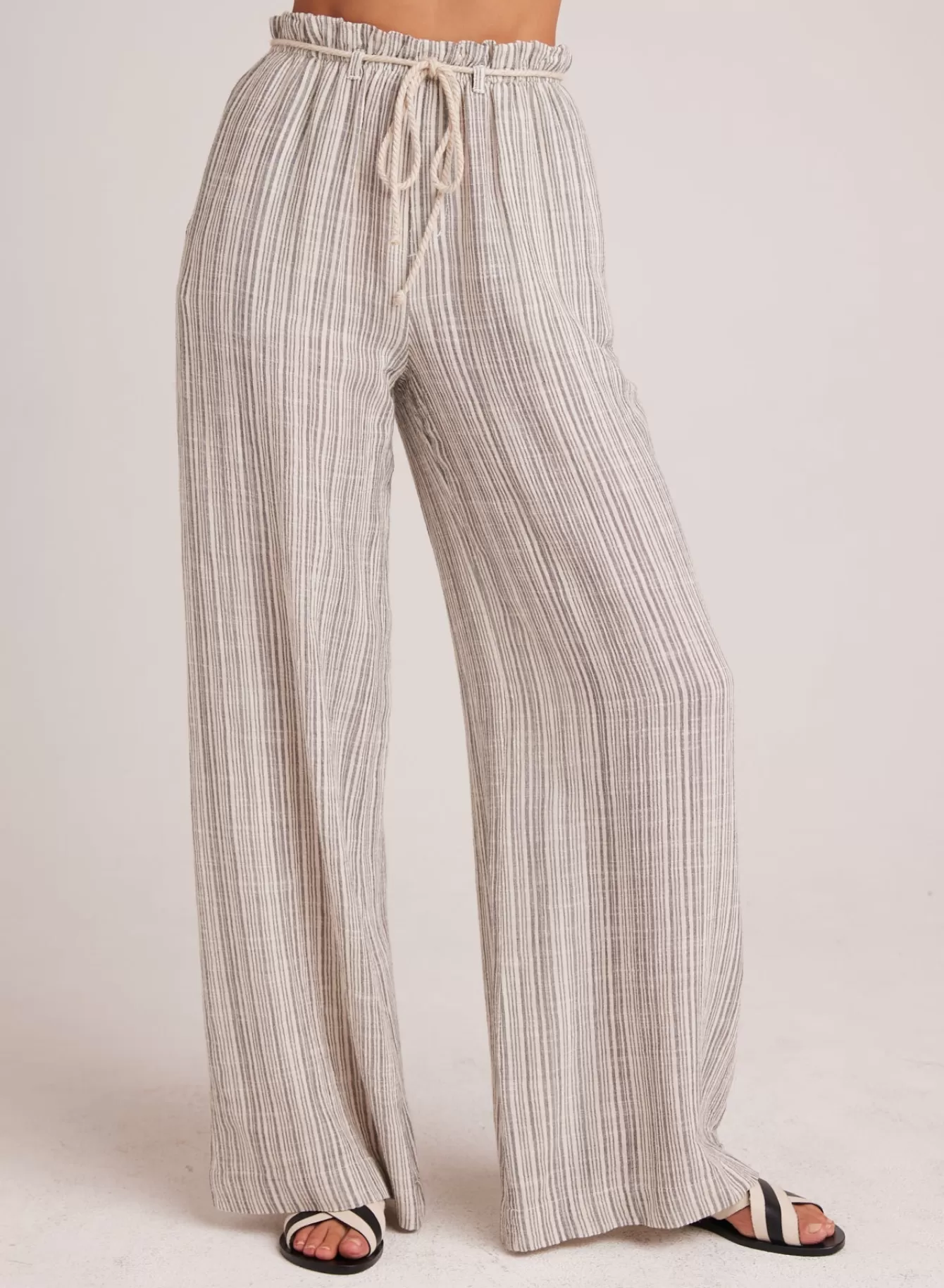 Bella Dahl Pants-Drawcord Wide Leg Pant - Eze Slub Stripe