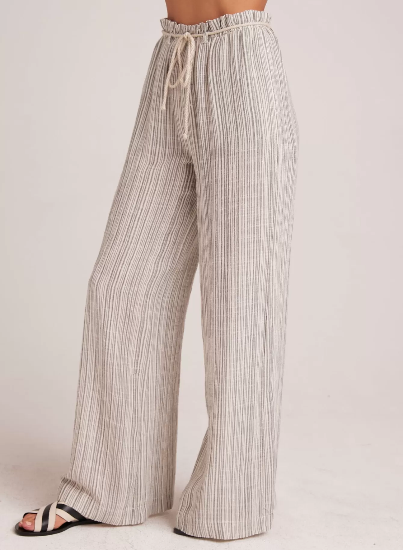 Bella Dahl Pants-Drawcord Wide Leg Pant - Eze Slub Stripe