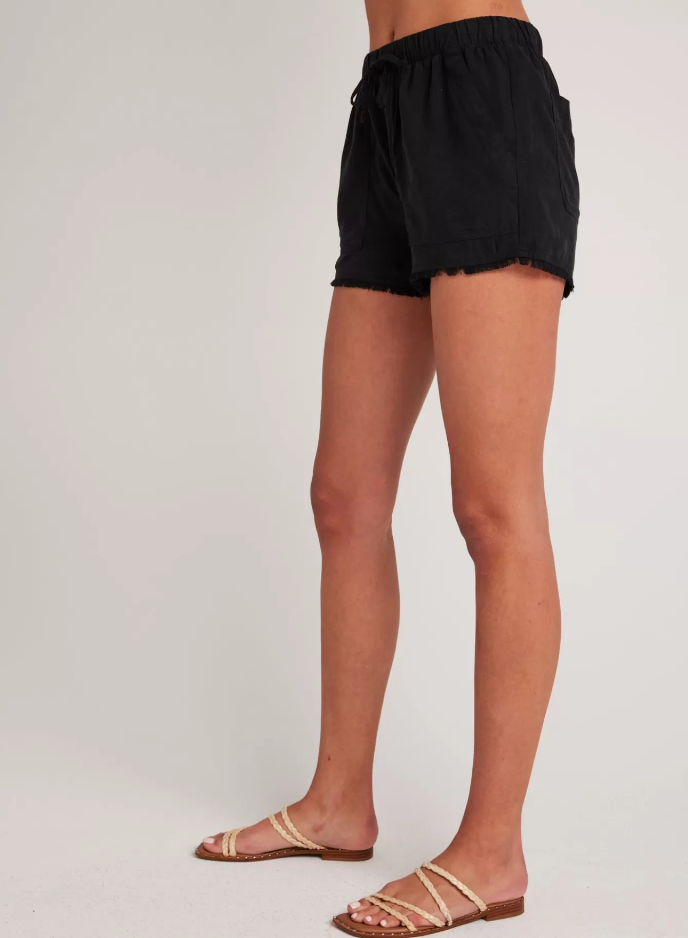 Bella Dahl Shorts-Frayed Hem Pocket Short - Vintage Black